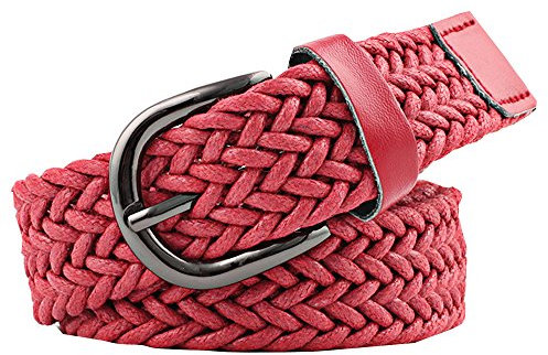 Cheerlife Stretch Flechtgürtel Geflochtener Gürtel Elastischer Stretchgürtel Taillengürtel Jeans Belt (Rot)