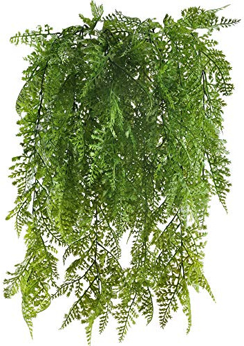 MIHOUNION Hängende Pflanzen Farn 2Pcs Künstliche Pflanzen Plastikpflanzen Hängepflanze Künstliche Balkonpflanzen Grünpflanze für Balkon Topf Garten Wand Deko