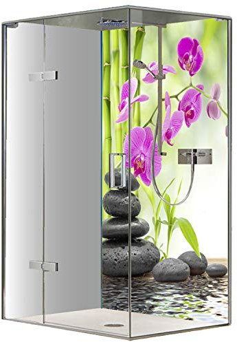 Original FLYERANDPRINT - SHOWER-PLATE, Alu-Dipond, OHNE FUGEN, Fliesenersatz, Duschrückwand, Wunschmaß, Dusche, Bad, Wandverkleidung, Wandverkleidung, DE-17-23 (Einzelplatte, 100 x 200 cm)