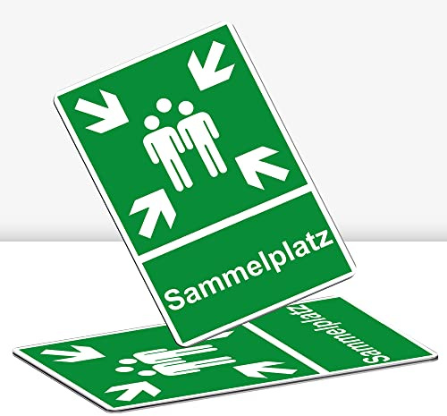 STROBO 2 Stück XXL Sammelplatz Hinweisschild | Stabiles 3mm Aluminiumverbund als 40x30cm Schild mit UV-Schutz für den Außenbereich