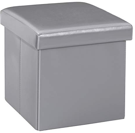 Bonlife Baúl Polipiel Cajas de Almacenaje Mesas Plegables Pequeñas Apoya Pies Oficina Banquetas para Dormitorio Sofas de Salon (Gray-1)