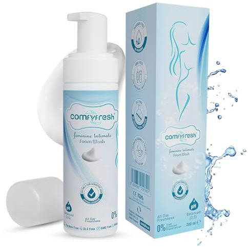 ComfyFresh Feminine Intimate Foam Wash Mousse Pump pH Balanced Soap Free Probiotic Formula with Natural Ingredients