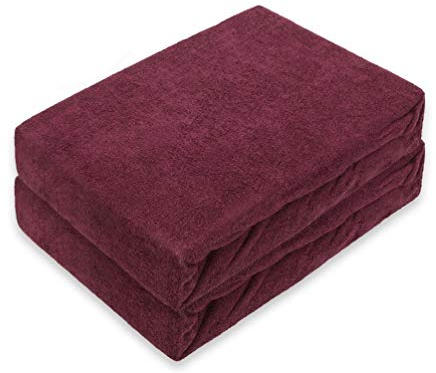 EXKLUSIV HEIMTEXTIL Frottee Spannbettlaken Rundumgummizug Marke Doppelpack 90 x 200 cm Bordeaux