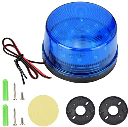 9V-12V LED Warnlicht, Blaues LED Blitzlicht Notfallalarm Warnsignal Blinklicht - ohne Ton (7,3 x 4,2 Cm)