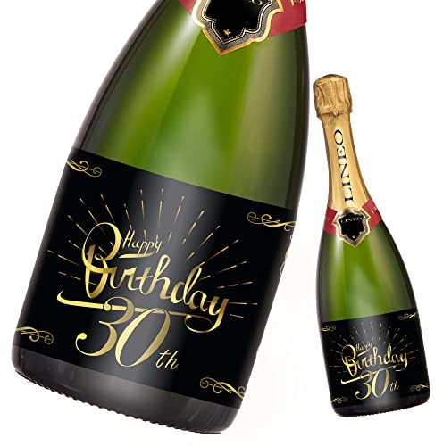 2 Stück 30. Geburtstags-Flaschenetikett Happy Birthday Etikett für Sekt- & Weinflaschen selbstklebend Geschenk zum 50. 60. 70. Geburtstag Frau & Mann (14,8 x 10,5 cm)