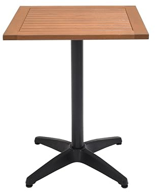 METRO Professional Outdoor Bistrotisch Lynx, Aluminium/Eukalyptusholz, 60 x 60 cm, Wetterbeständig, Quadratisch, Natur/Schwarz