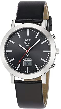 ETT Eco Tech Time Funk Solar Herren Uhr Analog mit digitalem Datum mit Leder Armband EGS-11578-21L