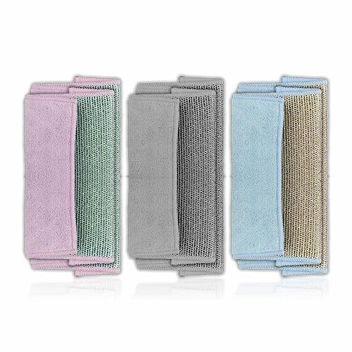 Kitchen Sponge Microfibre Scouring Pads Dual Sided Scrubber Pad Super Absorbent Washing Up Dish Cleaner For Scrubbing Dusting Wiping Bathroom Shower Kitchen Essentials Home Accessory 22.2 X 17cm (2Pc)