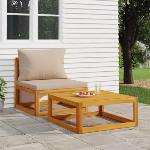 ZEYUAN 2-TLG. Garten-Sofa-Set mit Kissen Massivholz Akazie, Gartensofa, Loungemöbel, Balkonmöbel, Outdoor Sofa, Balkon Sofa, Balkon Lounge, Sitzecke Balkon