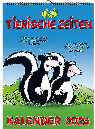 Uli Stein Kalender 2026 - Tierische Zeiten + 5 Postkarten Geschenk - 240x330mm - Jahreskalender mit Motiv Seiten & Spiralbindung - Monatskalender mit lustigen Sprüchen - Tier Wandkalender