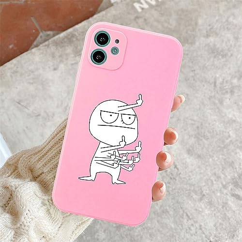 NICRX Custodia per telefono divertente per iPhone 11 12 13 14 Pro Max mini Custodie per dito medio per iPhone 7 8 Plus X XR XS Max Cover posteriore morbida, rosa T2620, per iPhone 11