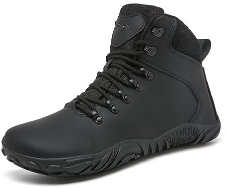 Stivali invernali a piedi nudi da uomo, impermeabili, antiscivolo, caldi, da neve, Nero scuro., 42 1/3 EU