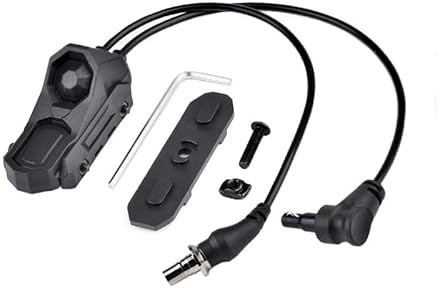 HATSEN Tactical Modular Dual Wire Button Remote Activation Pressure Switch，Compatible with M300/M600 PEQ15/A2 Etc Series Scout Troch Flashlight，for 20mm Rail and M&K System (SF+Crane Laser Plug BK)