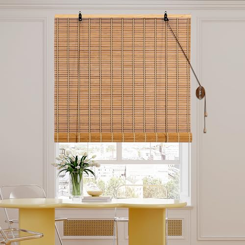 Cy.curtain bright Bambusrollo Bambus Rollo Sonnenschutz und Sichtschutz Rollo,für Fenster Und Türen,Blickdicht,Bambus Jalousien Innen,90x220CM