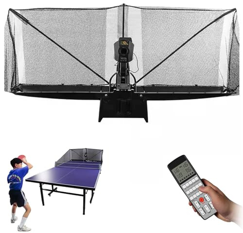 Robot da ping pong con rete, macchina per palline da ping pong con telecomando, macchina da ping pong automatica, robot da ping pong per allenamento, regolazione dell'angolo di servizio a 7 marce