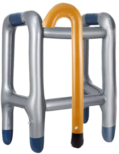 Aufblasbarer Rollator und Aufblasbarer Gehstock Set, Rollator Aufblasbar | Aufblasbare Gehhilfe und Spazierstock für Karneval, Rente Cosplay, Maskenbälle, Lustiges Geschenk für Geburtstagsstreiche