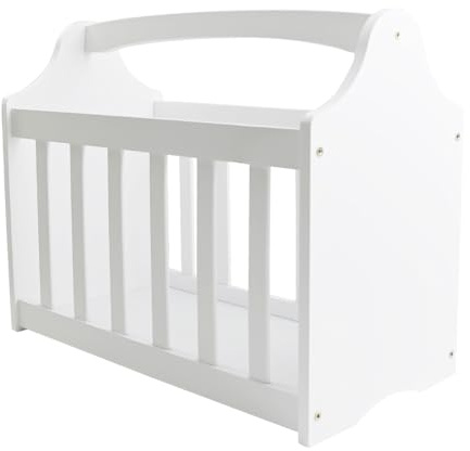 Aggloz | Magazine Rack, Robust Bamboo, with Handle, for Newspapers, Newsletters, Crosswords, Newspaper Shelf – Storage, etc (WHITE)