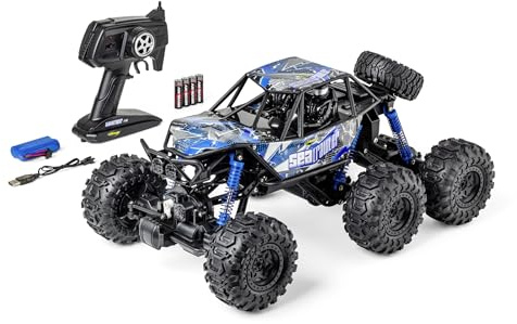 Carson 500404288 1:10 Sea Crawler 6x6 100% RTR Azul - Coche RC como vehículo Anfibio, 100% RTR, para Tierra y Agua, Robusto y Resistente al Agua, con Mando a Distancia 2.4G