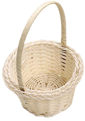 Flower Girl Basket - Wicker Heart Shaped With Handle | Easter Candy Storage Basket | Wedding Flower Arrangement