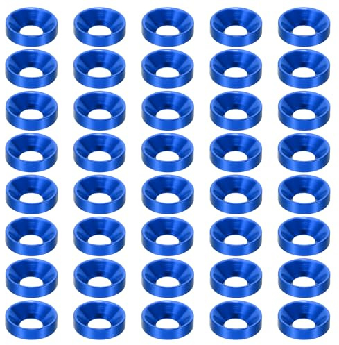 PATIKIL M6 Rondella Svasata di Finitura, 40pz Rondella a Testa Piana in Lega di Alluminio Anodizzato per Viti Bulloni Accessori Meccanici Modelli Fai Da Te, Blu Scuro