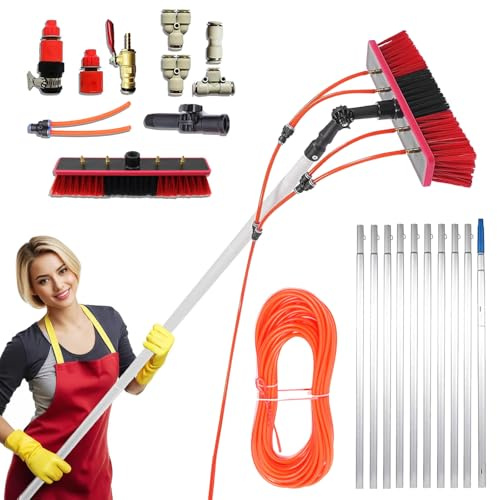 Brosse Telescopique Toiture, Perche Telescopique Nettoyage Panneaux Solaires, Koubhyj(12m) Perche Telescopique Nettoyage, Telescopique pour Toit, Nettoyeur de Vitres, auvents, Murs, Volets roulants