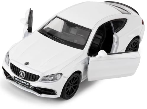 imtfzct 1/36 Benz C63 S AMG Spielzeugauto，Kinder Spielzeugauto mit Pull Back Funktion, sammelbares Modellauto aus Leichtmetall, Geburtstagsgeschenk für Jungen und Mädchen (weiß)