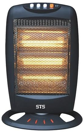 Stufa Elettrica STS, Riscaldamento a Infrarossi, 3 Impostazioni di Calore, Nero