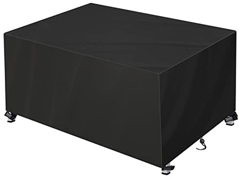 Housse de meubles d'extérieur imperméable et résistante pour table de jardin rectangulaire, 190 x 180 x 100 cm, noire, protection UV et coupe-vent