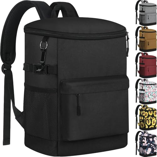 Tenot Rucksack Kühler 40 Dosen Kühlrucksack Isoliert Wasserdicht Weich Reise Kühltasche für Damen Herren Eistruhe Rucksack Golf Camping Wandern Picknick Strand Kühler Mittagessen Rucksack Schwarz