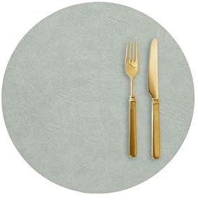 Homxi Tischset 8er Set,33 cm,Platzsets Abwaschbar PVC Leder Einfarbig mit Rund Tischsets Platzsets rutschfest Hellgrün Beige