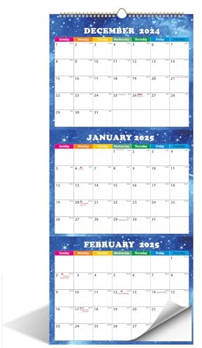Wandkalender 2025, 3-Monats-Wandkalender, Display (gefaltet in einem Monat), Dez.2024, Jan.2026, 27,9 x 66 cm, 3-Monatskalender, blauer Feuerwehrmann-Kalender 2022, sexy (weiß, Einheitsgröße)