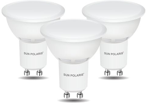 SUN POLARIS GU10 LED Bulbs, Warm White 2700K, 4W 320lm, 25W Halogen Spotlight Bulb Equivalent, Energy Saving Spot Lightbulbs, 100° Wide Beam, Non-dimmable, Pack of 3
