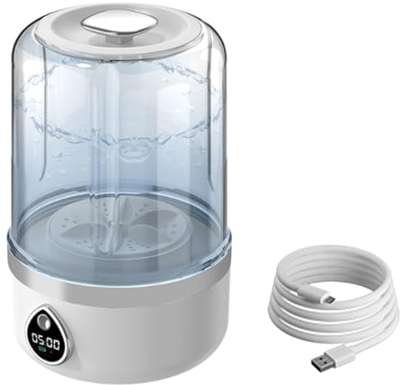 F Fityle Lavatrice Portatile con Display a LED, Mini Lavatrice da Campeggio, Alimentazione USB, 2 modalità di Lavaggio, Mini Lavatrice per Biancheria Intima, Calzini E Asciugamani, Bianco