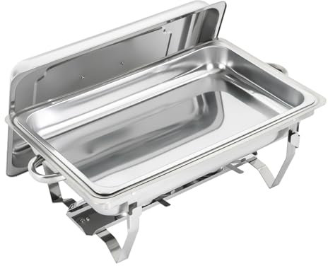 Calentador de alimentos Chafing-Dish de acero inoxidable, recipiente para alimentos, parrilla, placa calentadora de 9 l, juego de recipientes térmicos para catering, buffet y fiestas, 4 juegos de 1