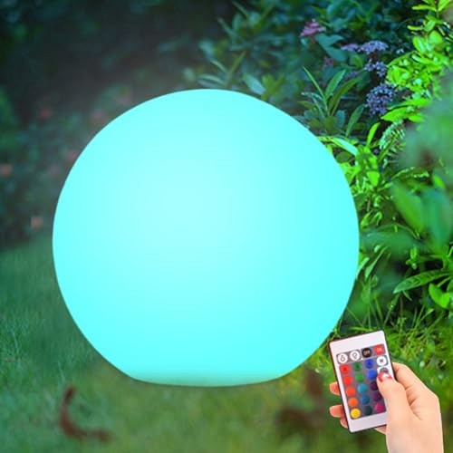 Luci a sfera solare esterno 16 colori Remoto ricaricabile lampada da giardino globo giardino resistente alla luce notturna impermeabile per prato, patio, laghetto, 12 in dia., Lampada globo, luci a s