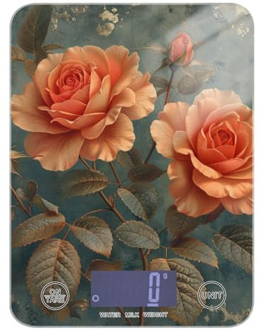 Bilancia digitale per dieta da arrosto con rose retrò, per alimenti, 5 kg/5 g, bilancia accurata per cucina con 4 unità per la perdita di peso Espresso Keto báscula para pesar comida