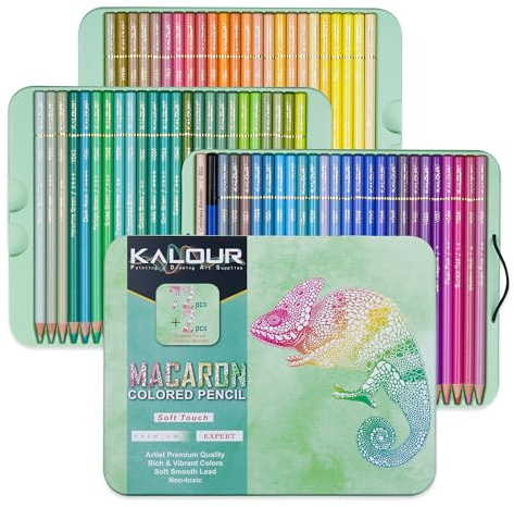 Kalour PDAS 72+2 Stück Macaron-Pastellfarbene Buntstifte für Erwachsene Malbücher, Künstler weiche Mine, ideal zum Zeichnen, Mischen, Schattieren, Buntstift-Set Geschenk für Erwachsene Anfänger