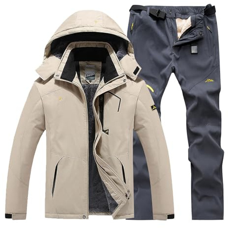 Generisch Skianzug Herren 2 Teilig Set Wasserdicht Warm Skijacke und Hose Ski Set Winter Schneeanzug Männer Snowboardanzug Atmungsaktiv Outdoor Skibekleidung Winddicht Gefüttert Zweiteiler Outfit