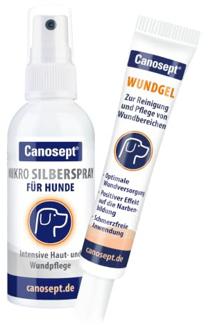 Canosept Mikro Silberspray Hund 75ml + Wundgel 20ml: Gegen Juckreiz Hund, Wundspray Hund, Wundsalbe Hund, Reinigung & Pflege von Wundbereichen