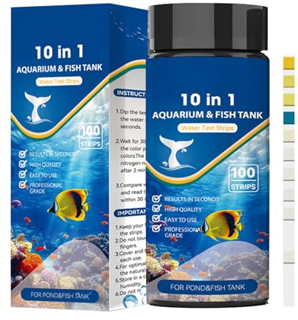 Tiras de prueba de agua para acuarios, prueba 10 en 1, kit de prueba de calidad del agua para peceras, para aficionados, principiantes, acuaristas, profesionales, hogar, oficina, estudio, sala de