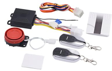 Sistema de Alarma Antirrobo para Motocicleta 12 V Llave | Altavoz de Alarma, Corte de Línea y Reconocimiento de Vibración, 1 Juego Negro Plástico Metal