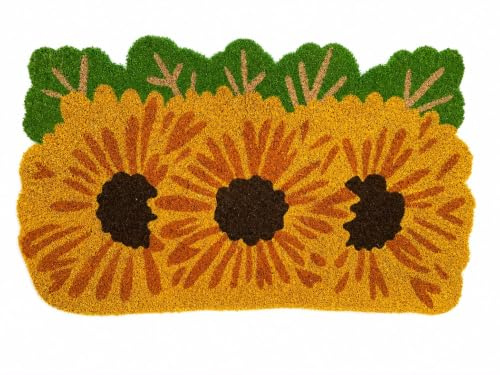 Genérico Felpudo de Coco para Entrada de Casa 75 x 45 cm, Diseño Girasoles