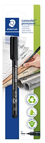 STAEDTLER Lumocolor 317 permanentmarker – svart, M, 1,0 mm | Vattentät, permanent foliepenn – för nästan alla ytor – Art.nr. 317-9 BKDA