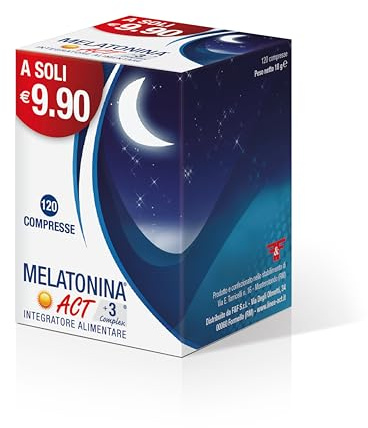 Melatonina Act + 3 Complex, Integratore Alimentare, 120 Compresse | A Base di Melatonina 1MG + 3 Complex
