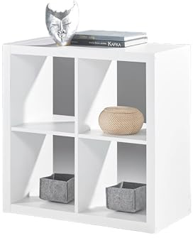 STYLE Modernes Würfelregal Weiß, ideal für Faltboxen - Praktisches Raumteiler Regal mit offenen Fächern - 77 x 77 x 38 cm (B/H/T)