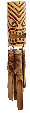 Asiastyle Bambuswindspiel Tiki, geflammt Windspiel in Tiki Optik aus Bambus