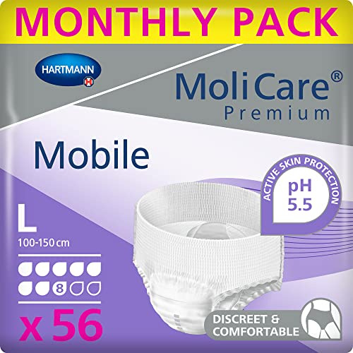 MoliCare Premium Mobile Einwegunterwäsche: Diskrete Anwendung für Frauen und Männer mit Inkontinenz; 8 Tropfen, Größe L, 56 Stück