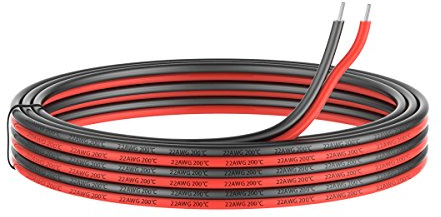 0.32mm² 22 AWG Silikon Elektrischer Draht 2-adriges Kabel 10 Meter | Weich und flexibel aus verzinntem Kupferdraht Hohe Temperaturbeständigkeit 200 Celsius 300V