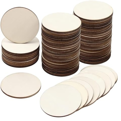 100 Stück Holzscheiben Log Scheiben,Unvollendete Runde Holzscheibe mit 4cm Verzierungen Holz Log Scheiben Hochzeit Dekoration DIY Handwerk Handarbeit Holz Etiketten Sitzplatten Gemälde