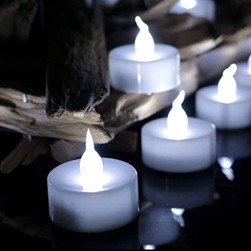 Led Teelichter, 12 Led Kerzen Flackernde Flamme, Realistische Elektrische Flackernde Batteriebetriebene Kerzen aus PP für Hochzeit Geburtstag Halloween Geschenke Home Decoration in Kaltes Weiß